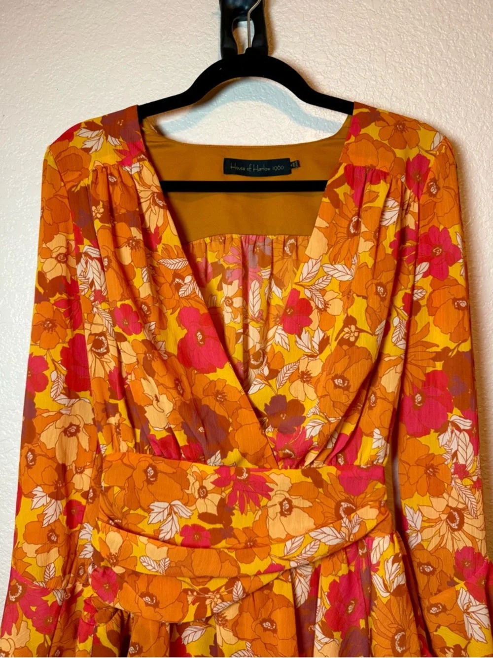 House of Harlow 1960 X Revolve Uriah Floral Mini Dress Orange Yellow Ted Size XS